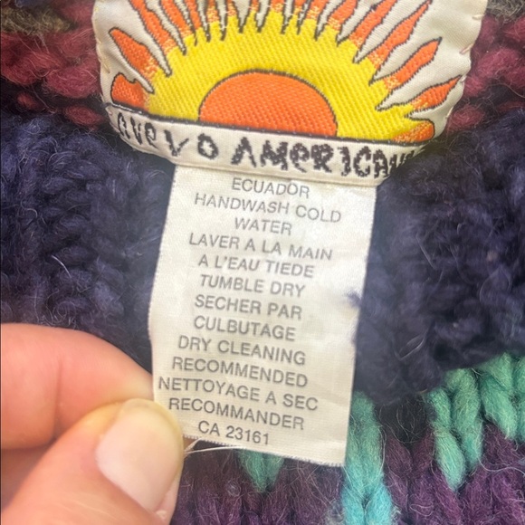 Nuevo Americana | Vintage 100% Wool Colourful Knit Grandpa Sweater Size L - Picture 7 of 12